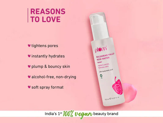Plum Bulgarian Valley Rose Water Face Toner With Hyaluronic Acid ( 150 ML )
