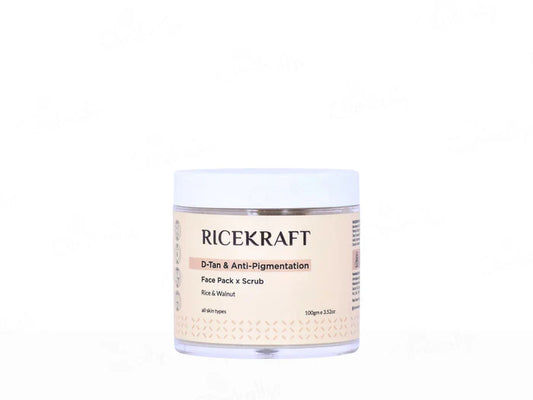 RiceKraft Rice & Walnut D-Tan & Anti-Pigmentation Face Pack & Scrub ( 100 GM )