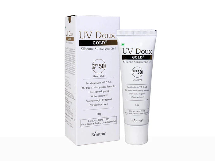 UV Doux Gold Silicone Sunscreen Gel SPF 50 PA+++ ( 50 GM )