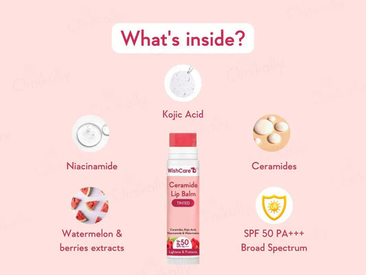 WishCare Ceramide Lip Balm - Tinted SPF 50 PA+++ ( 5 GM )