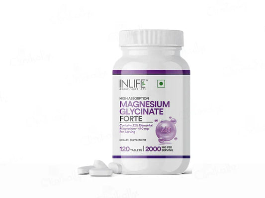 Inlife High Absorption Magnesium Glycinate Forte 2000mg Supplement Tablet(120 Tablets)