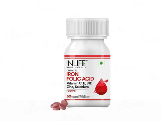 Inlife Fefotab Iron & Folic Acid Tablet(60 Tablets)