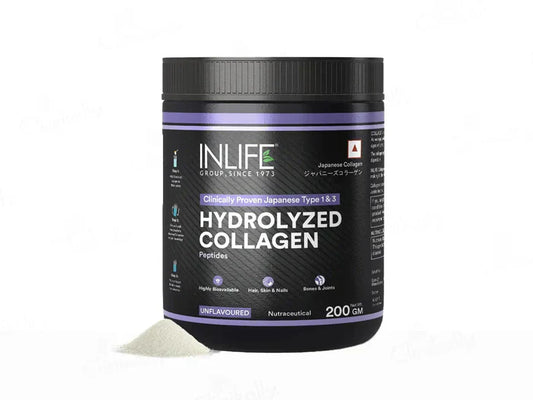 Inlife Japanese Hydrolyzed Type 1 & 3 Collagen Peptides Nutraceutical Powder(200 gm)