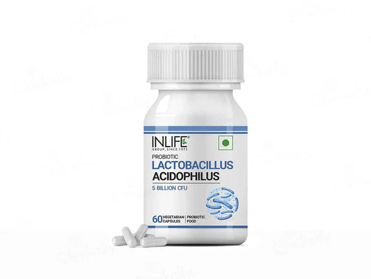 Inlife Probiotics Lacobacillus Acidophilus 5 Billion CFU Vegetarian Capsule(60 Capsules)