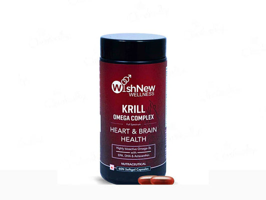 WishNew Wellness Krill Omega Complex Heart & Brain Health Softgel Capsule(60 Capsules)