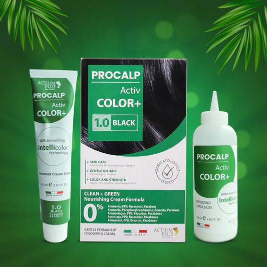 Actium Plus Procalp Activ Color (3.0 - BROWN)+ Kit (Color Cream 60ml + Oxidizing Emulsion 60ml + Keratin Shampoo 5ml + Keratin Masque 5ml)