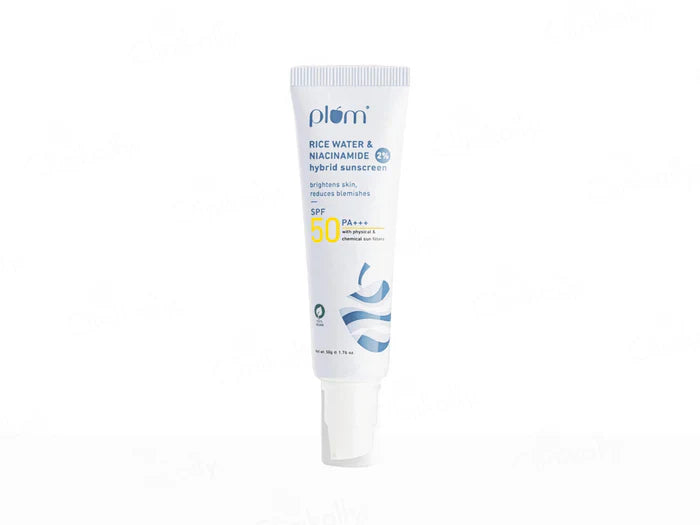 Plum 2% Niacinamide Hybrid Sunscreen With Rice Water SPF 50 PA++++ ( 50 GM )