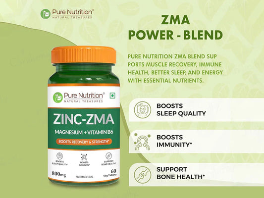 Pure Nutrition Zinc-ZMA, Magnesium + Vitamin B6 Veg Tablet ( 120 Tablets )