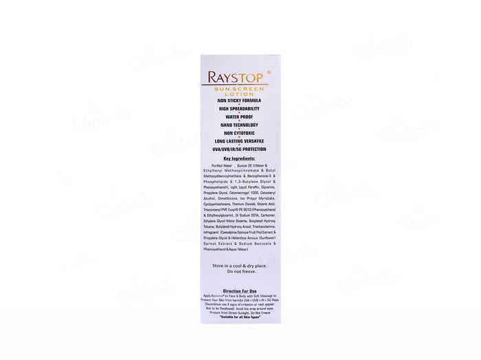 Raystop Sunscreen Lotion SPF 50 PA+++(100 GM ) – Elantis Healthcare Pvt Ltd