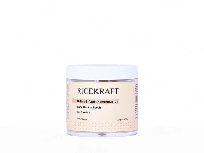 RiceKraft Rice & Walnut D-Tan & Anti-Pigmentation Face Pack & Scrub ( 100 GM )