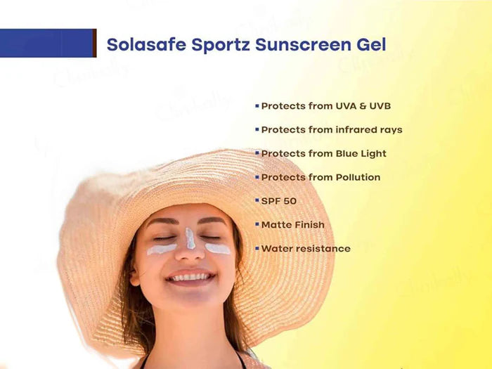 Solasafe Sportz Physical Sunscreen Gel SPF 50+ PA+++ (50 ML)