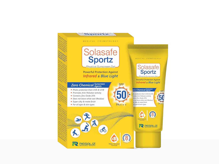 Solasafe Sportz Physical Sunscreen Gel SPF 50+ PA+++ (50 ML)