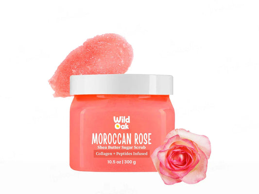 Wild Oak Moroccan Rose Shea Butter Sugar Body Scrub ( 300 GM )
