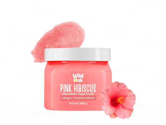 Wild Oak Pink Hibiscus Shea Butter Sugar Body Scrub ( 300 GM )