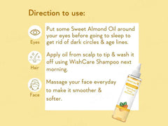 WishCare Cold Pressed 100% Pure Sweet Almond Oil ( 200 ML )
