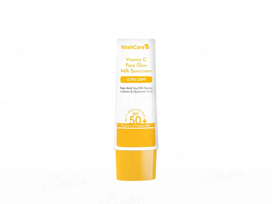WishCare Vitamin C Pure Glow Milk Ultra Light Sunscreen SPF 50+ PA++++ ( 50 GM )