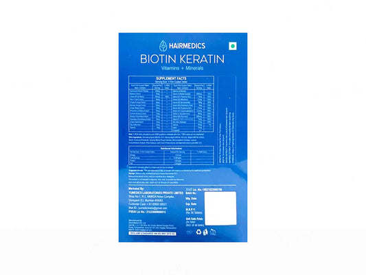 Yumedics Hairmedics Biotin + Keratin Vitamins & Minerals Nutraceutical Tablet ( 30 Tablets )