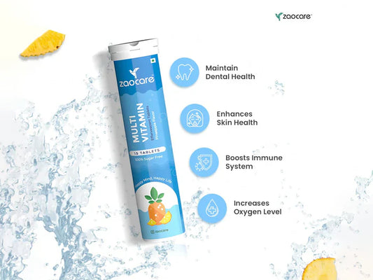 Zaocare Multivitamin Effervescent Tablet - Pineapple Flavour ( 15 Tablets )